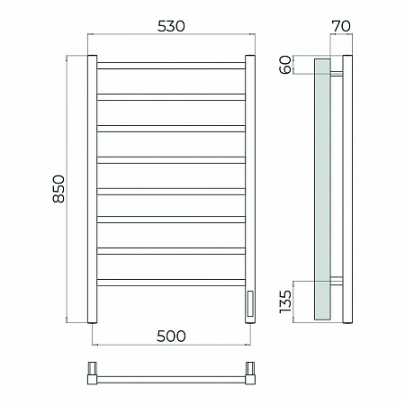 Ватикан П8 500х850 Электро (quick touch) Полотенцесушитель TERMINUS Сатин Курск - фото 4