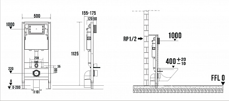 Сенсорная система инсталляции для подвесного унитаза 500х1125 (3 в 1) Terminus Курск - фото 9
