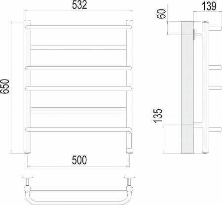 Евромикс П6 500х650 Электро (quick touch) Полотенцесушитель  TERMINUS Курск - фото 3