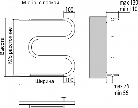 М-обр с/п AISI 32х2 500х400 Полотенцесушитель  TERMINUS Курск - фото 3