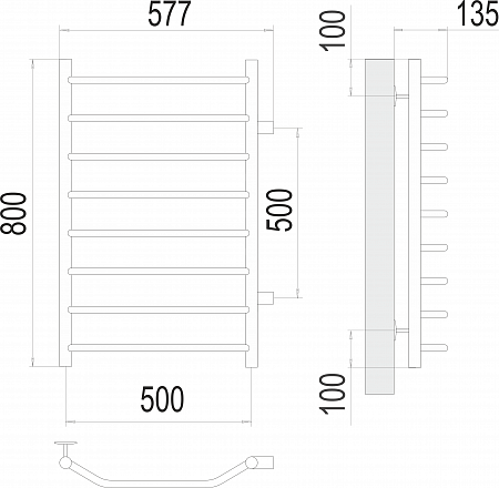 Виктория П8 500х800 бп500 Полотенцесушитель  TERMINUS Курск - фото 3