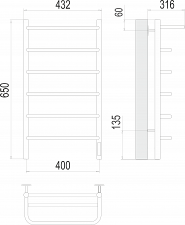 Полка П6 400х650 Электро (quick touch) Полотенцесушитель  TERMINUS Курск - фото 3