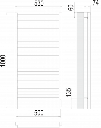 Енисей П12 500х1000  электро (sensor quick touch) Полотенцесушитель TERMINUS  Курск - фото 3