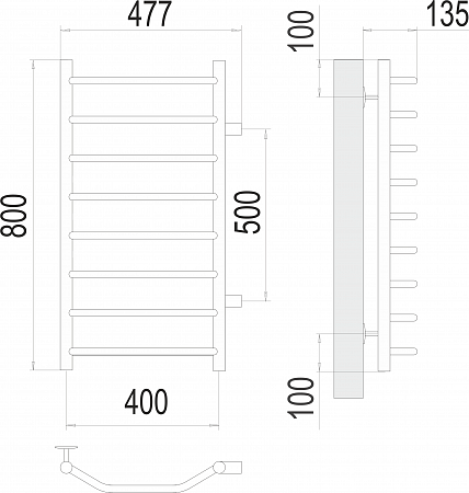 Виктория П8 400х800 бп500 Полотенцесушитель  TERMINUS Курск - фото 3