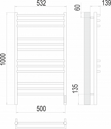 Прато П12 500х1000 электро (sensor quick touch) Полотенцесушитель  TERMINUS Курск - фото 3