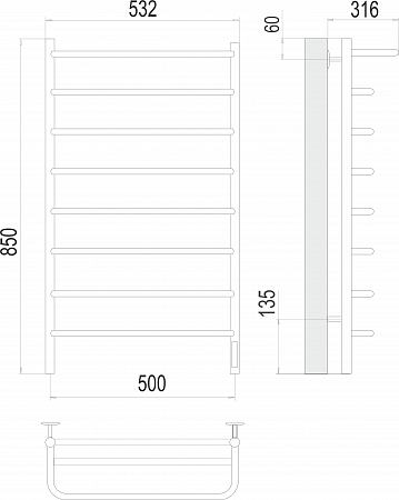 Полка П8 500х850 Электро (quick touch) Полотенцесушитель  TERMINUS Курск - фото 3
