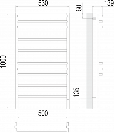 Соренто П12 500х1000 электро (sensor quick touch) Полотенцесушитель  TERMINUS Курск - фото 3