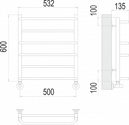 Евромикс П6 500х600 Полотенцесушитель  TERMINUS Курск - фото 3