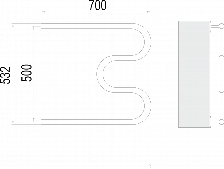 М-обр AISI 32х2 500х700 Полотенцесушитель  TERMINUS Курск - фото 3