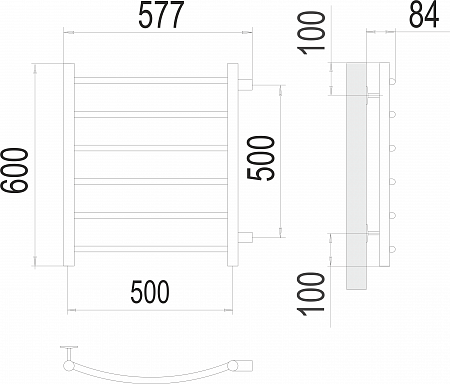 Классик П6 500х600 бп500 Полотенцесушитель  TERMINUS Курск - фото 3