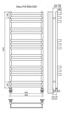 Линц П15 500х1200 Полотенцесушитель  TERMINUS Курск - фото 3