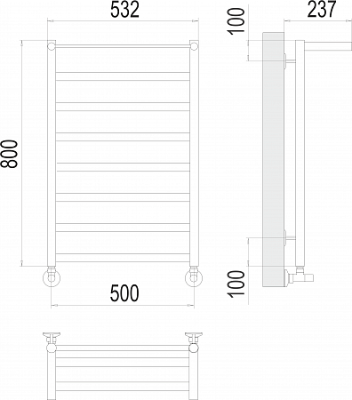 Хендрикс П8 500х800 Полотенцесушитель  TERMINUS Курск - фото 3