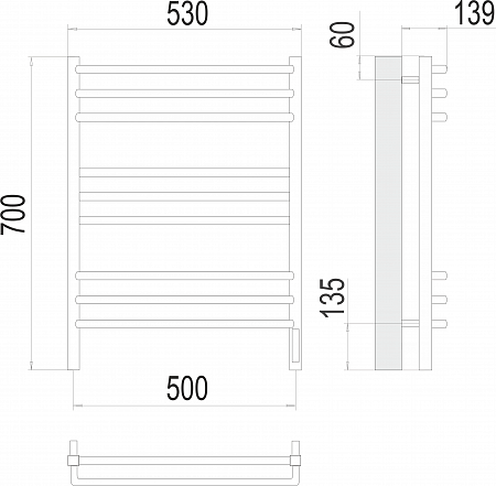 Соренто П9 500х700 электро (sensor quick touch) Полотенцесушитель  TERMINUS Курск - фото 3