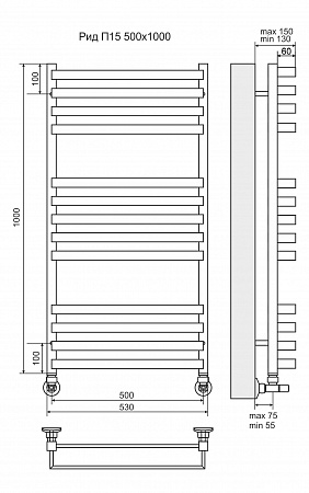 Рид П13 500х1000 Полотенцесушитель  TERMINUS Курск - фото 3
