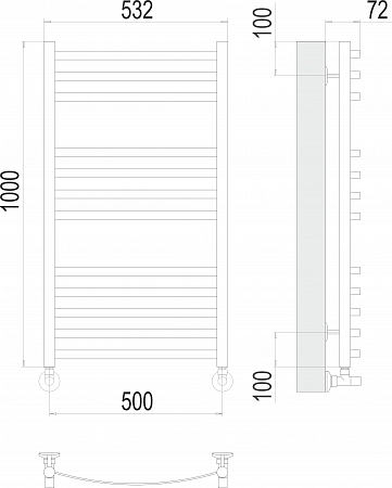 Авиэль П12 500х1000 Полотенцесушитель  TERMINUS Курск - фото 3