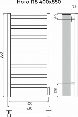 Ното П8 400х850 Электро (quick touch) Полотенцесушитель TERMINUS Курск - фото 3
