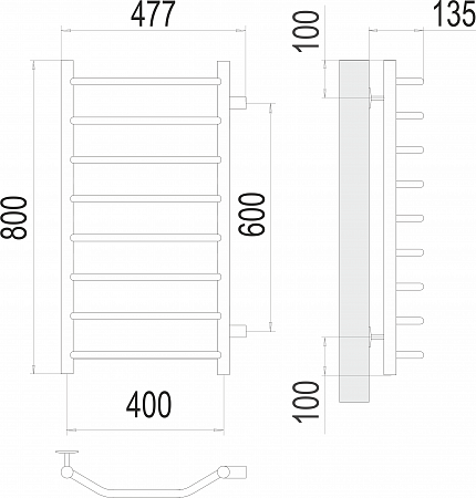 Виктория П8 400х800 бп600 Полотенцесушитель  TERMINUS Курск - фото 3