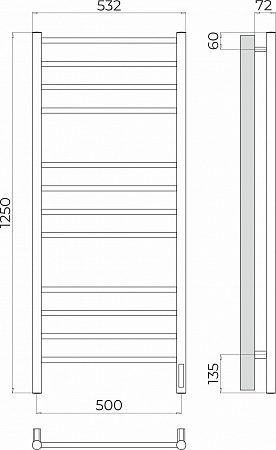 Аврора П12 500х1250 Электро (quick touch) Полотенцесушитель TERMINUS Курск - фото 3
