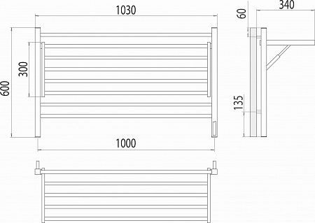 Горизонт П8 1000х600 электро КС ЧЕРНЫЙ МУАР (sensor quick touch) Полотенцесушитель TERMINUS Курск - фото 5